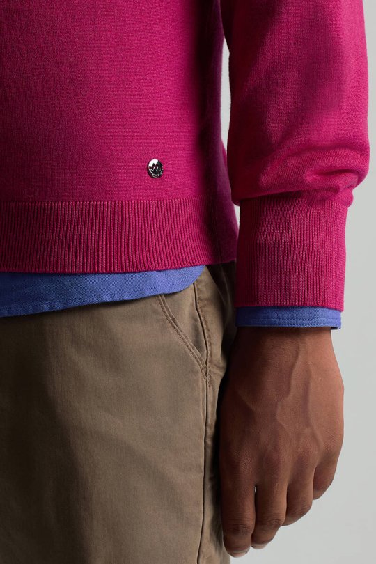 Merino Yün Fuşya Bisiklet Yaka Triko