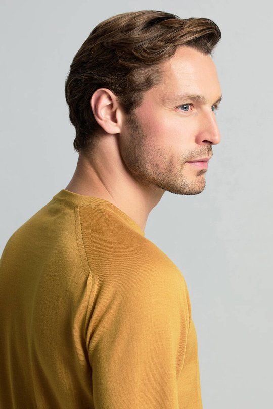 Merino Yün Hardal Rengi Bisiklet Yaka Triko