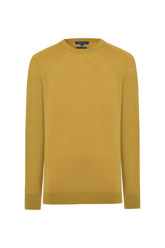 Merino Yün Hardal Rengi Bisiklet Yaka Triko