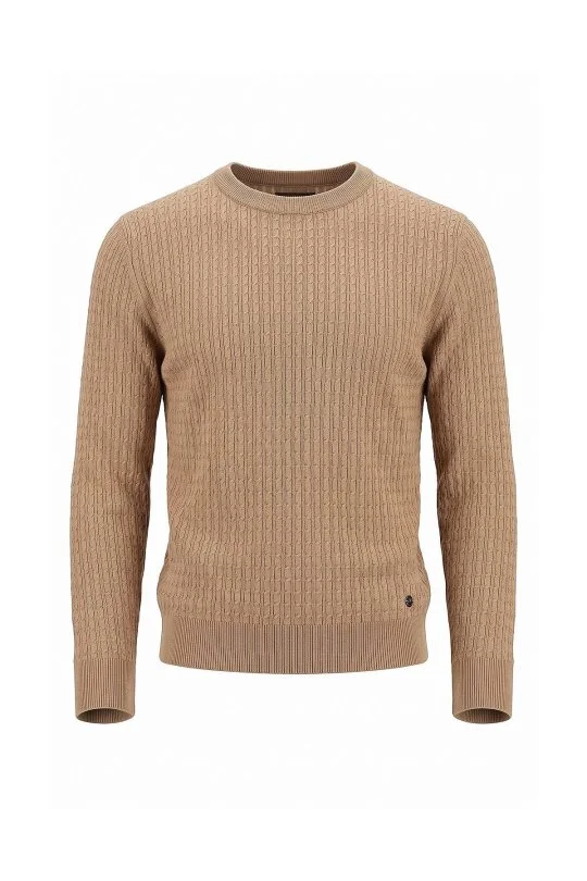 Hemington - Merino Yün İpek Karışım Örgü Desen Camel Triko (7)