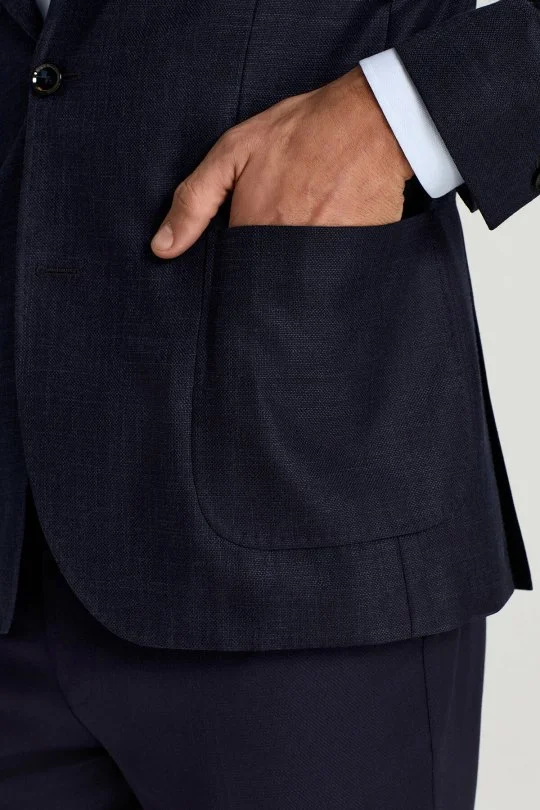 Hemington - Merino Yün-İpek-Keten Karışım Lacivert Blazer Ceket (5)