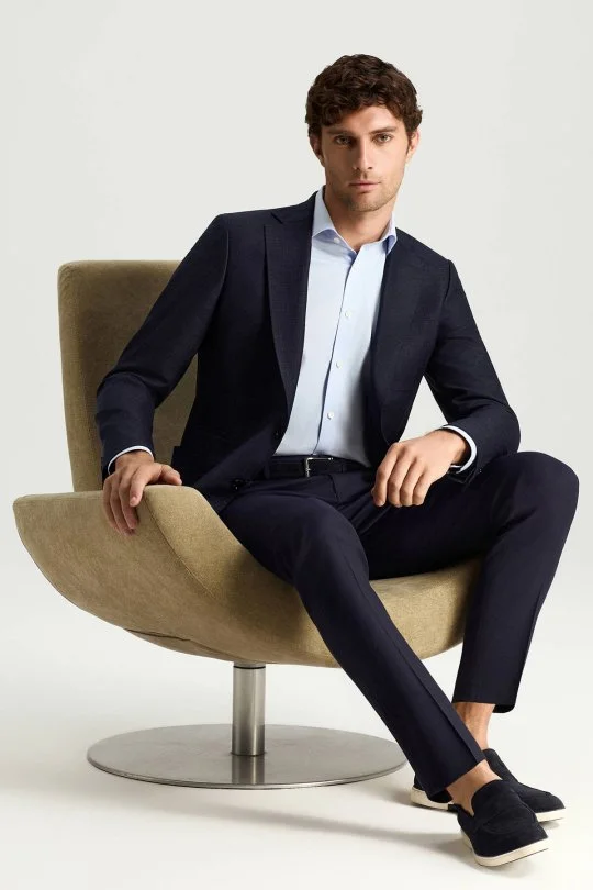 Hemington - Merino Yün-İpek-Keten Karışım Lacivert Blazer Ceket (2)