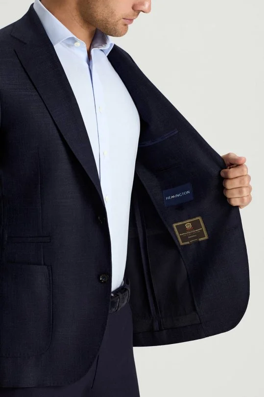 Hemington - Merino Yün-İpek-Keten Karışım Lacivert Blazer Ceket (4)