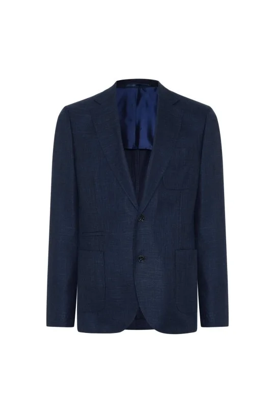 Hemington - Merino Yün-İpek-Keten Karışım Lacivert Blazer Ceket (7)