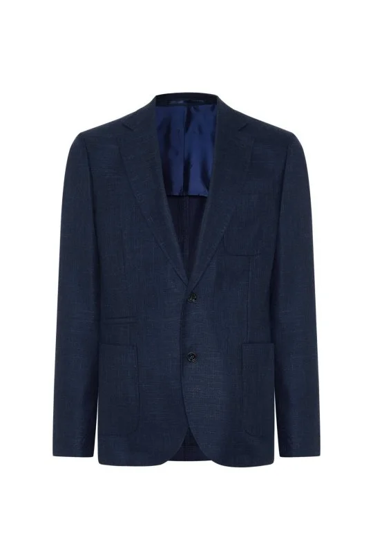 Hemington - Merino Yün-İpek-Keten Karışım Lacivert Blazer Ceket (7)