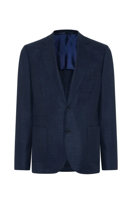 Hemington - Merino Yün-İpek-Keten Karışım Lacivert Blazer Ceket (7)