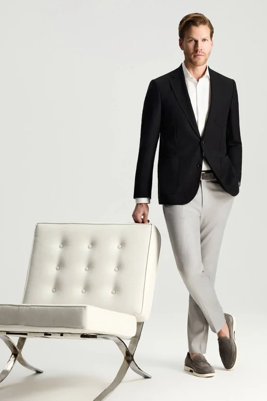 Hemington - Merino Yün-İpek-Keten Karışım Siyah Blazer Ceket (2)