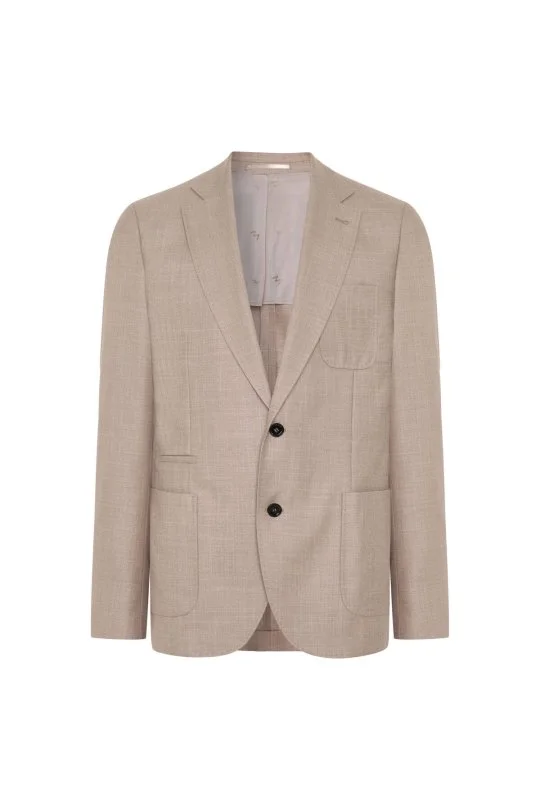 Hemington - Merino Yün-İpek-Keten Karışım Taş Rengi Blazer Ceket (6)