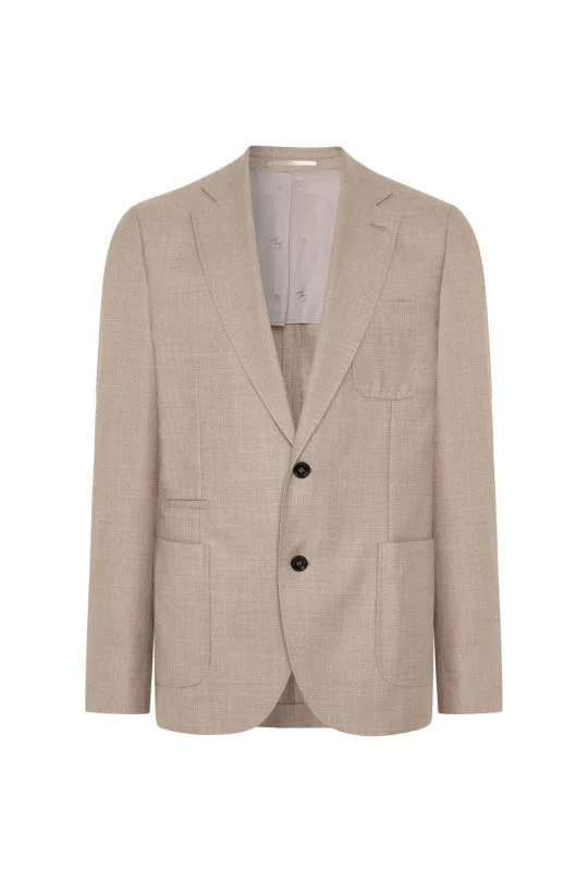 Hemington - Merino Yün-İpek-Keten Karışım Taş Rengi Blazer Ceket (6)