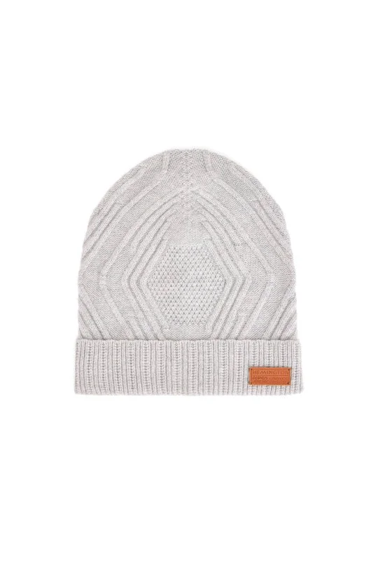 Hemington - Merino Yün Kaşmir Karışım Desenli Açık Gri Bere (3)