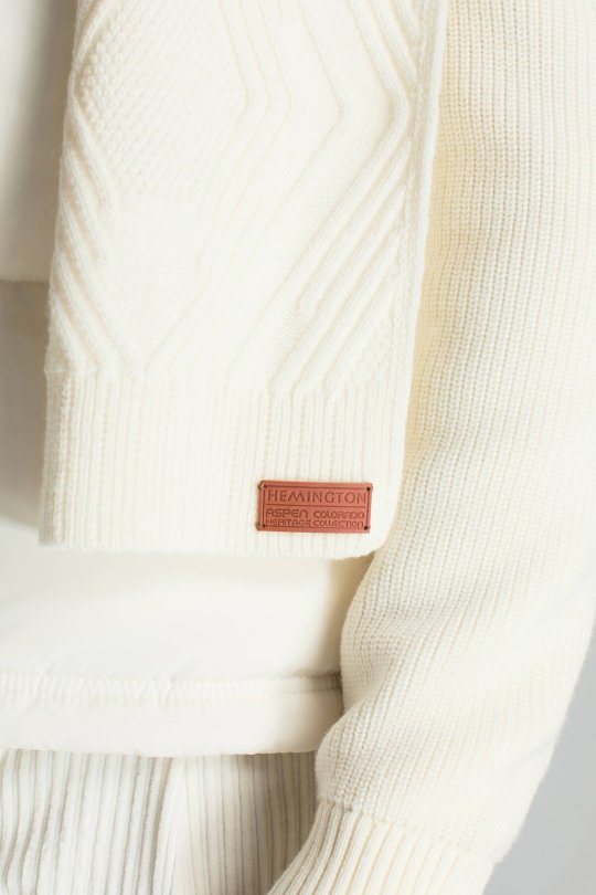 Merino Yün Kaşmir Karışım Desenli Beyaz Atkı