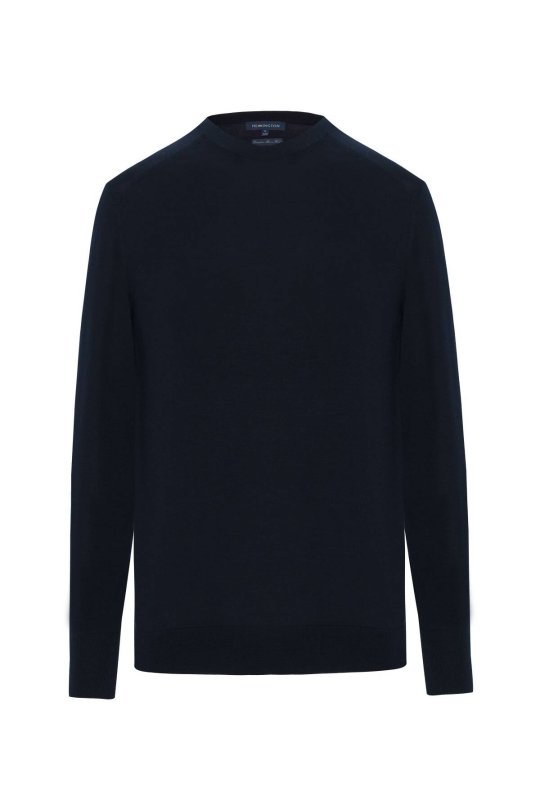 Merino Yün Lacivert Bisiklet Yaka Triko