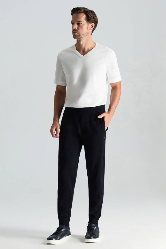 Merino Yün Lacivert Triko Pantolon