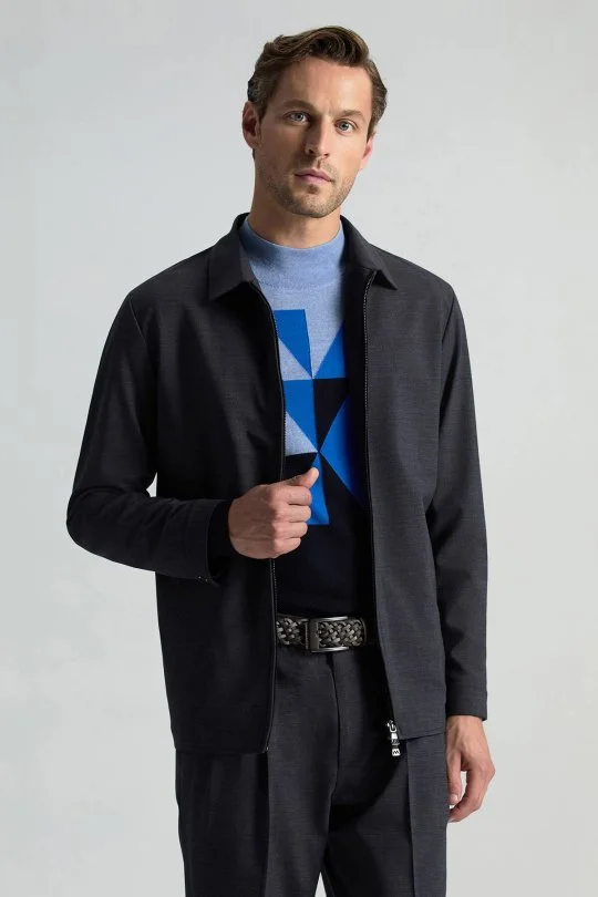 Hemington - Merino Yün Lupetto Yaka Desenli Lacivert Triko (5)