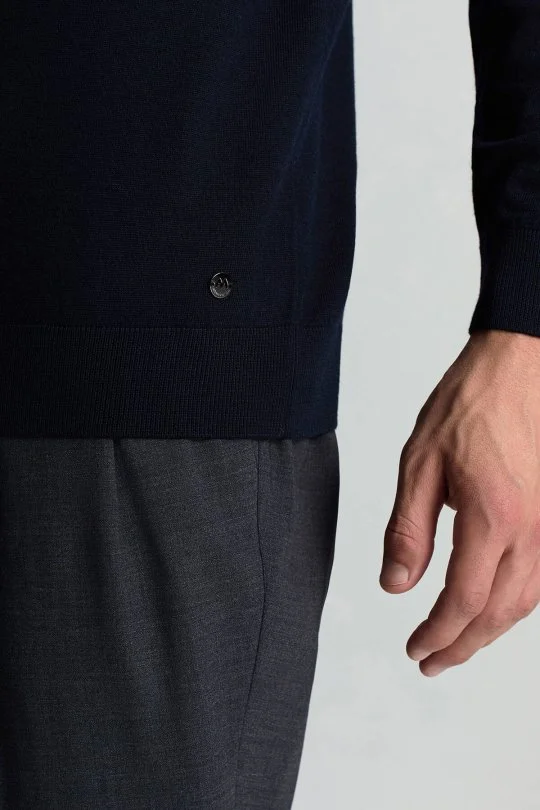 Hemington - Merino Yün Lupetto Yaka Desenli Lacivert Triko (4)