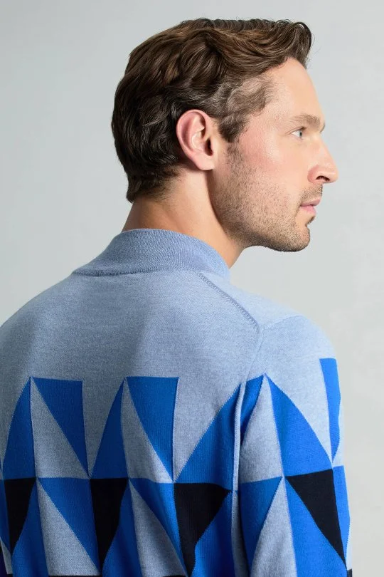 Hemington - Merino Yün Lupetto Yaka Desenli Lacivert Triko (3)