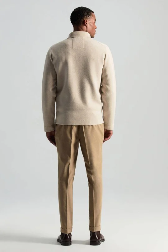 Hemington - Merino Yün Metal Düğme Cepli Açık Bej Triko Ceket (4)
