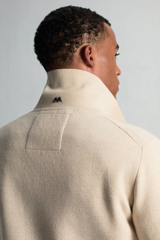 Merino Yün Metal Düğme Cepli Açık Bej Triko Ceket