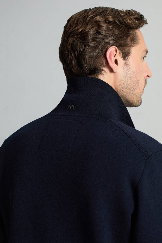 Merino Yün Metal Düğme Cepli Lacivert Triko Ceket