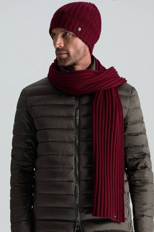 Örgü Desenli Bordo Merino Yün Su İtici Bere