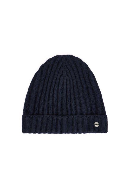 Örgü Desenli Lacivert Merino Yün Su İtici Bere