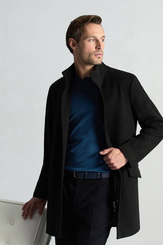 Merino Yün Petrol Mavisi Bisiklet Yaka Triko