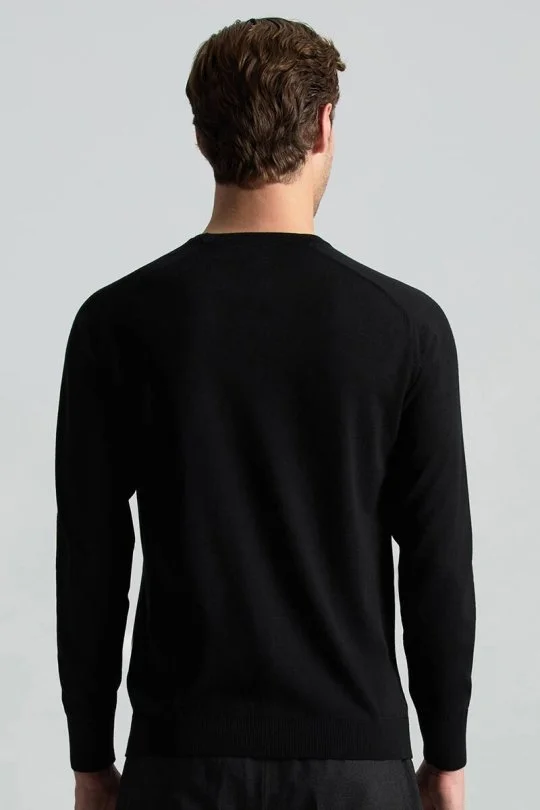 Hemington - Merino Yün Siyah Bisiklet Yaka Triko (4)