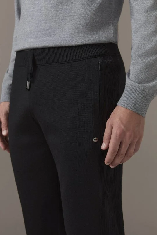 Merino Yün Siyah Triko Pantolon