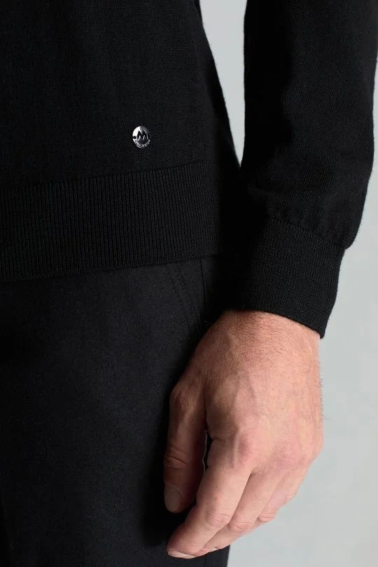 Hemington - Merino Yün Yarım Balıkçı Yaka Desenli Siyah Triko (5)