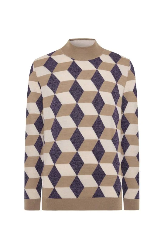 Hemington - Merino Yünü Baklava Desen Lupetto Yaka Camel Triko (6)