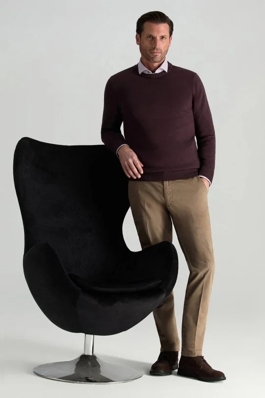 Hemington - Merino Yünü Bisiklet Yaka Bordo Triko Kazak