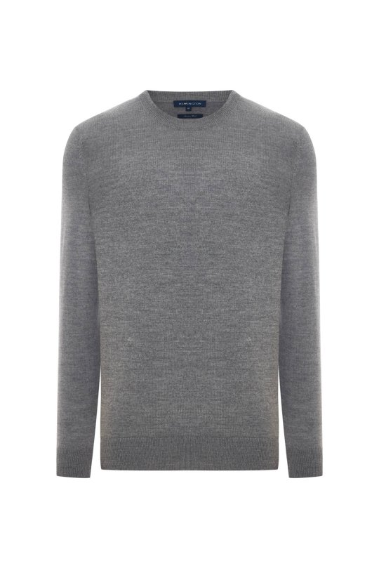 Merino Yünü Bisiklet Yaka Gri Triko Kazak