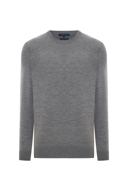 Hemington - Merino Yünü Bisiklet Yaka Gri Triko Kazak (6)