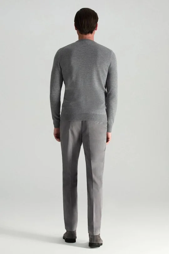 Hemington - Merino Yünü Bisiklet Yaka Gri Triko Kazak (4)