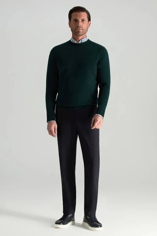 Hemington - Merino Yünü Bisiklet Yaka Koyu Yeşil Triko Kazak (3)