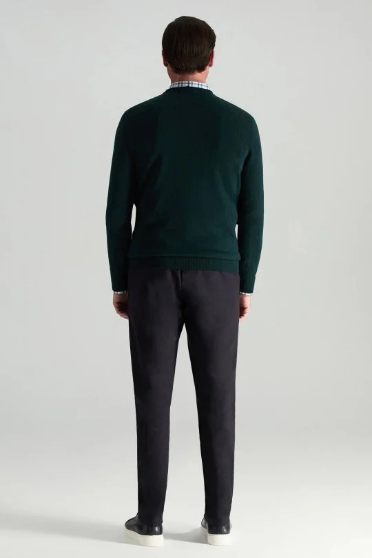 Hemington - Merino Yünü Bisiklet Yaka Koyu Yeşil Triko Kazak (4)