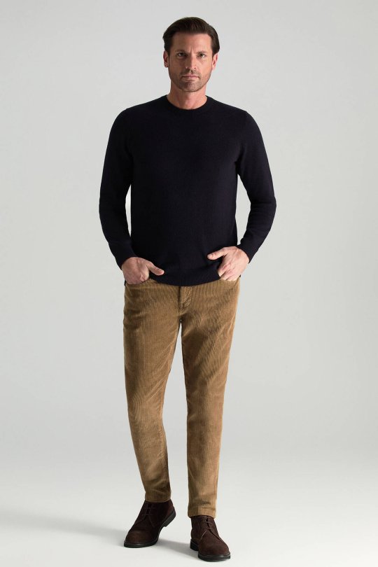 Merino Yünü Bisiklet Yaka Lacivert Triko Kazak