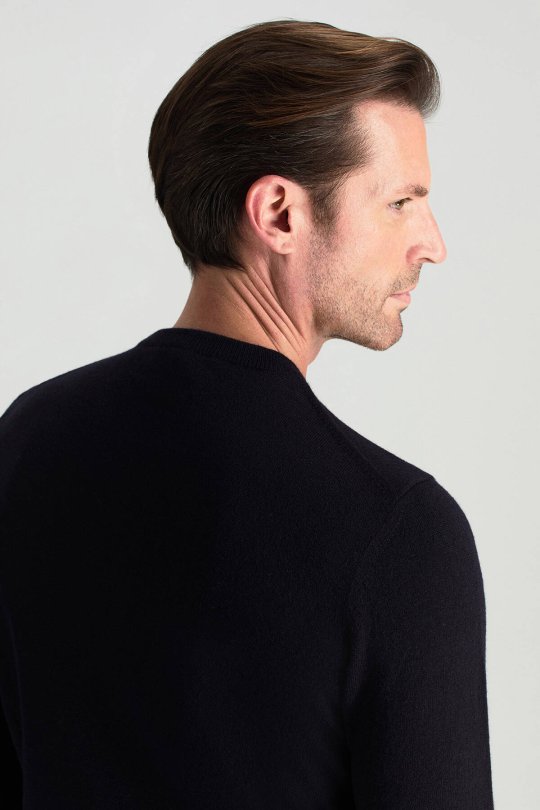 Merino Yünü Bisiklet Yaka Lacivert Triko Kazak