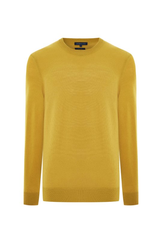 Merino Yünü Bisiklet Yaka Sarı Triko Kazak