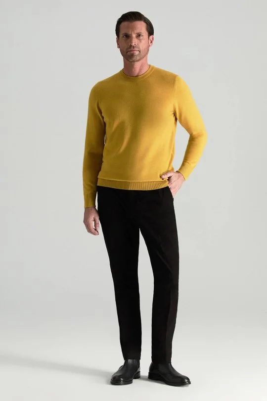 Hemington - Merino Yünü Bisiklet Yaka Sarı Triko Kazak (2)