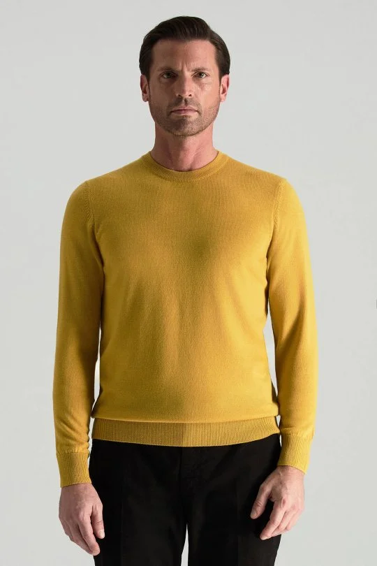 Hemington - Merino Yünü Bisiklet Yaka Sarı Triko Kazak (1)