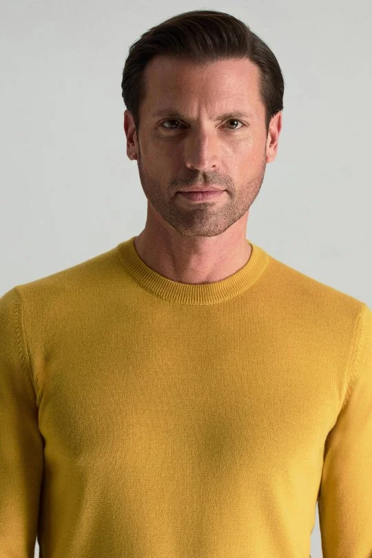 Hemington - Merino Yünü Bisiklet Yaka Sarı Triko Kazak (3)