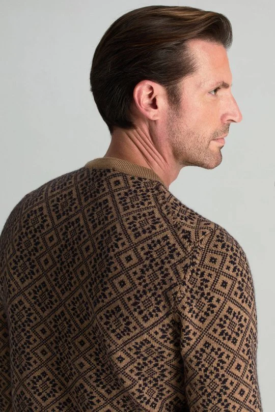 Hemington - Merino Yünü Kar Desenli Camel Triko Kazak (5)