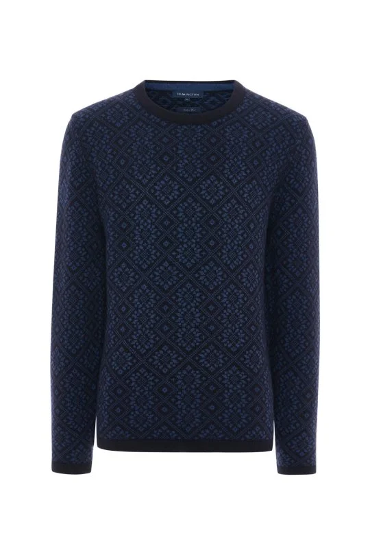 Hemington - Merino Yünü Kar Desenli Lacivert Triko Kazak (6)