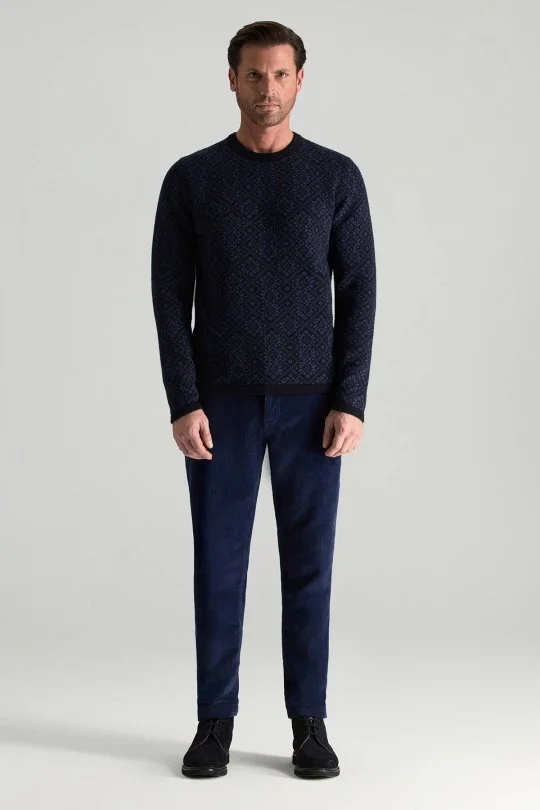 Hemington - Merino Yünü Kar Desenli Lacivert Triko Kazak (1)