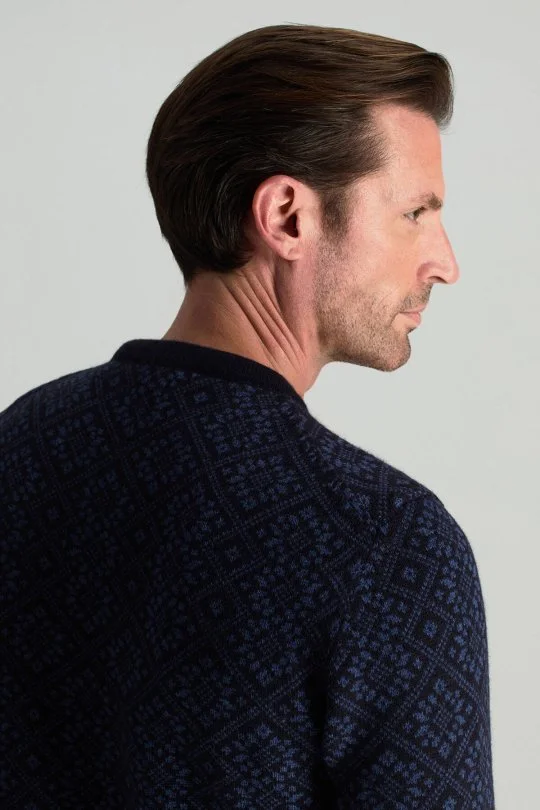Hemington - Merino Yünü Kar Desenli Lacivert Triko Kazak (5)