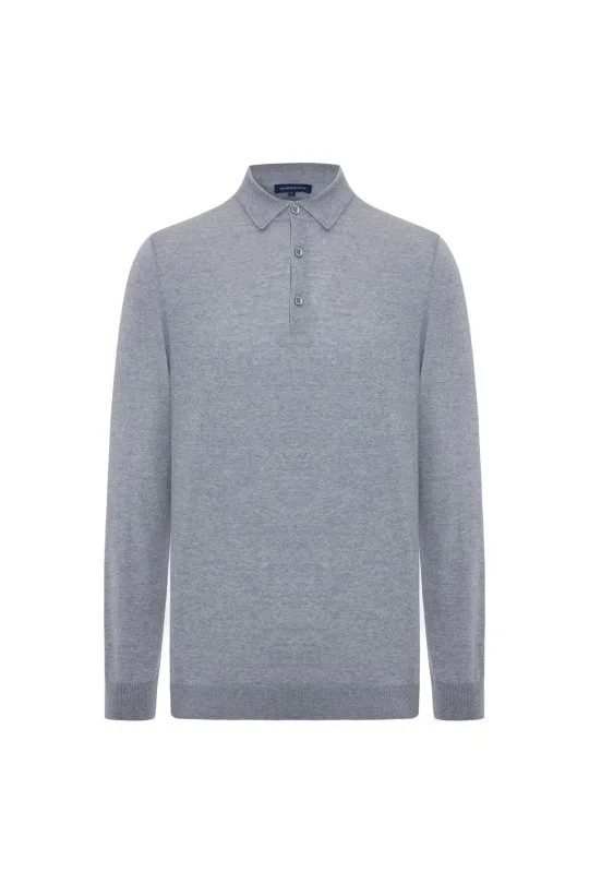 Hemington - Merino Yünü Polo Yaka Açık Gri Triko (6)