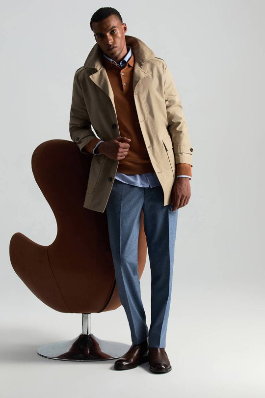 Merino Yünü Polo Yaka Konyak Rengi Triko