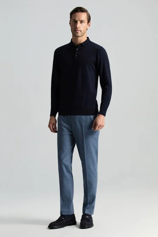 Hemington - Merino Yünü Polo Yaka Lacivert Triko (1)