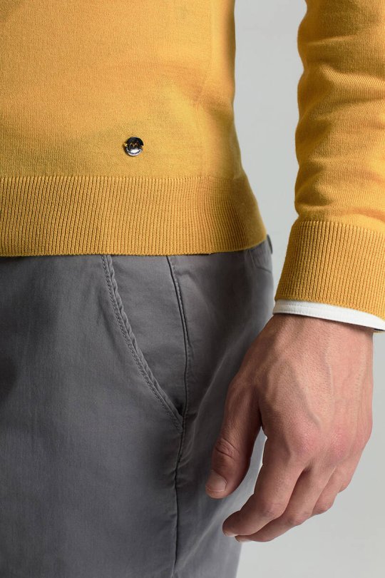 Merino Yünü Polo Yaka Sarı Triko